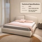 Z8036 Linen Upholstered Bed, Simple Neutral Fabric Soft Bed for Master & Guest Bedroom - Image 8