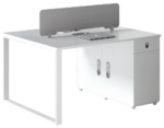 White 2-Person Back-to-Back Office Workstation & Matching White Modular Extension Staff Desk - Image 2
